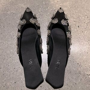 Tibi Marc black satin crystal embellished slide-38